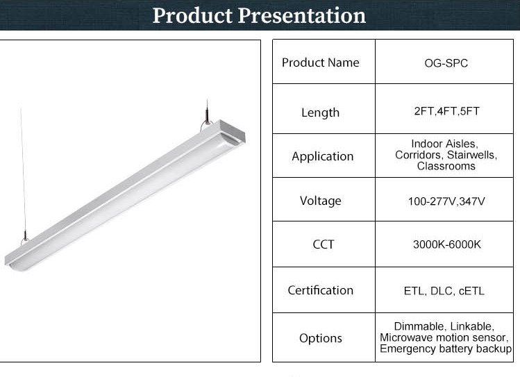 New model Led Batten Lighting Fixtures 20w 40w 60w 80w Aluminum Heatsink Corridor Ceiling Light