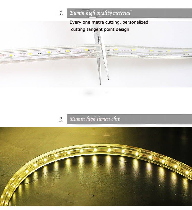 Decoration tube lighting waterproof ip65 mini smd5050 ac220v RGB outdoor rgb led flex strip for housing bar