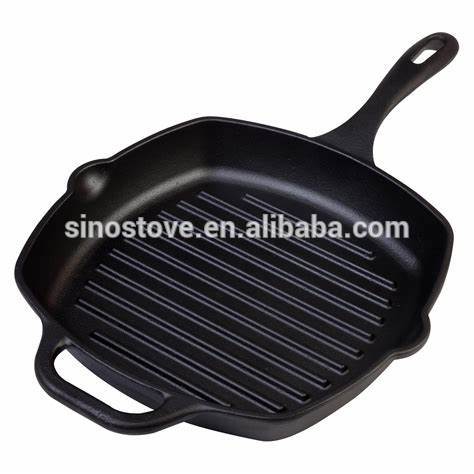 Non-stick Enamel/ Porcelain coating cast iron grill pan