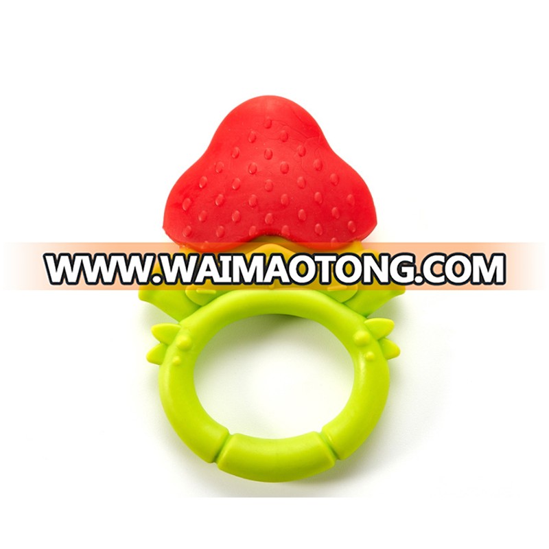 New Design food grade soft silicone baby teething ring toys fruit baby teethers