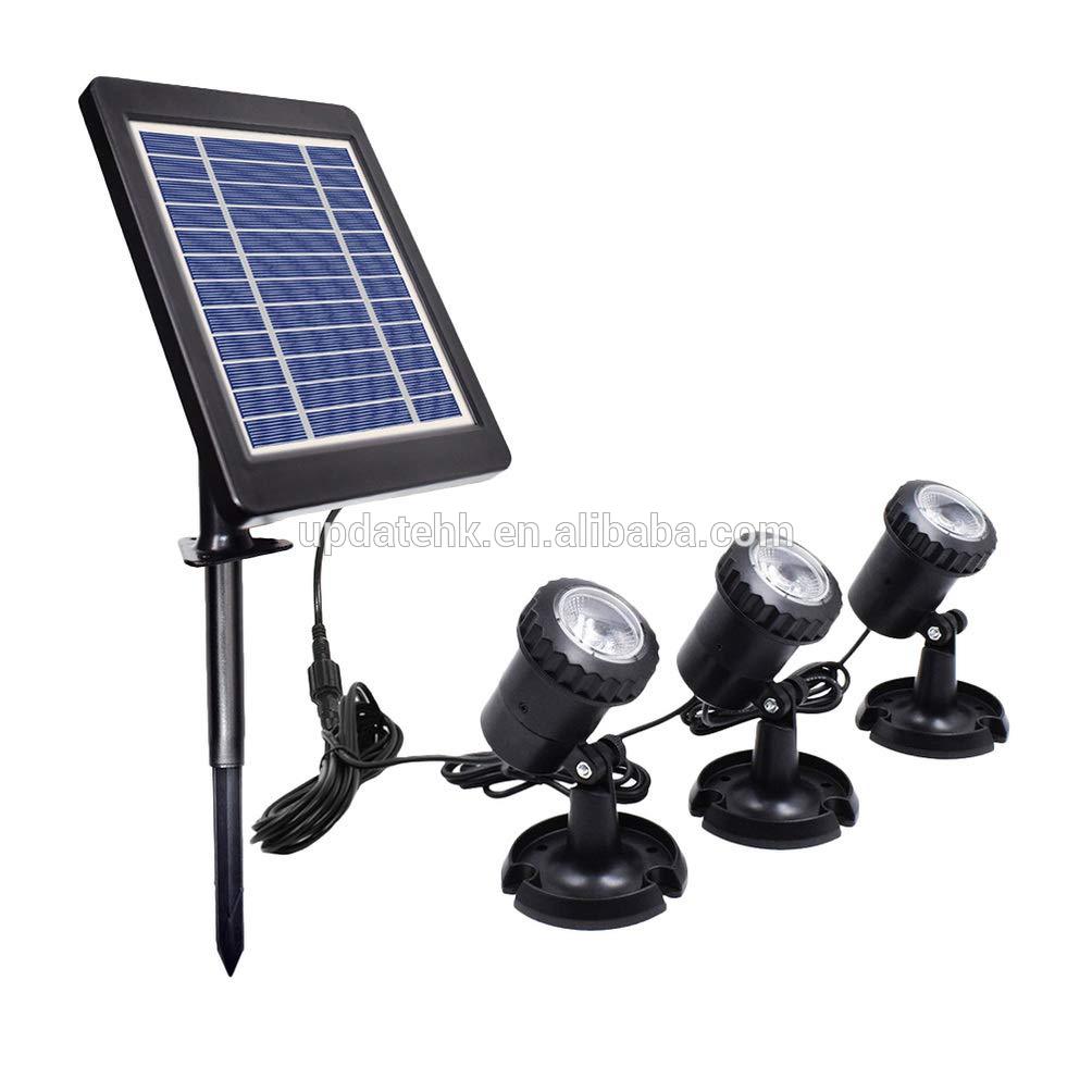 Solar Pond Light 3LED Underwater Light Warm White Flood Light for Outdoor Pool Garden Yard Lawn