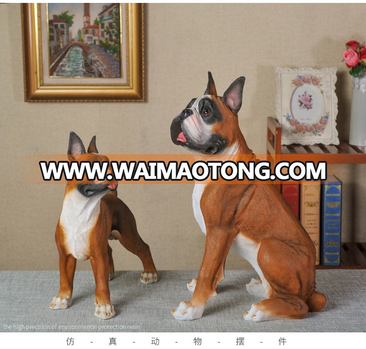 Factory direct sales animal resin clever boxer dog figurine for garden