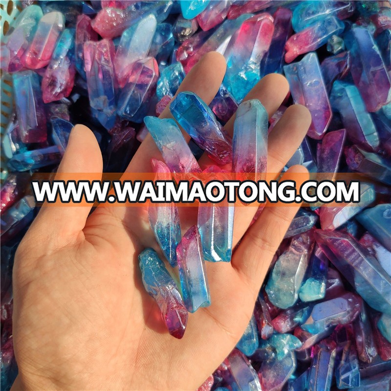 Wholesale Red and Blue Titanium Aura Quartz Point Crystal Point Wand