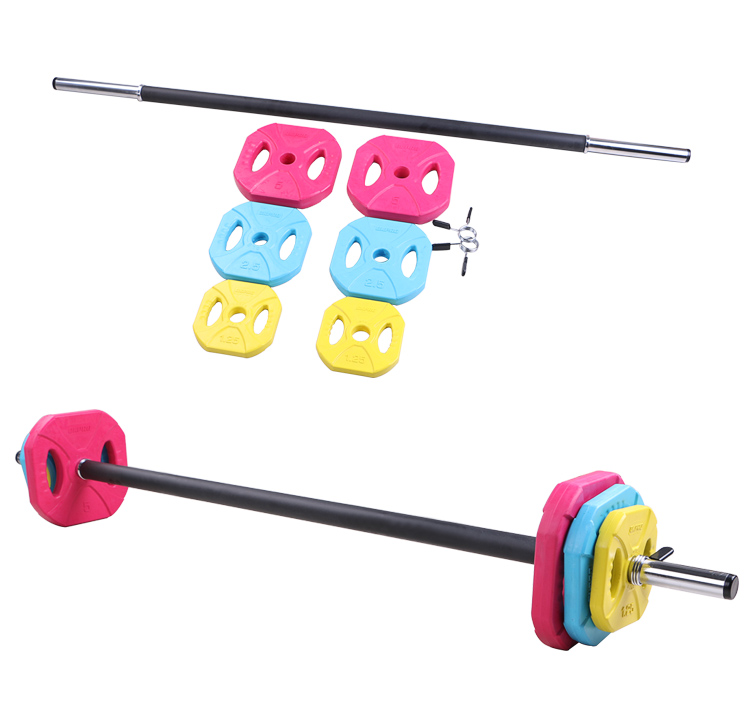 OKPRO Weightlifting Equipment 20kg Rubber Color Barbell Weight Set/Barbell Set