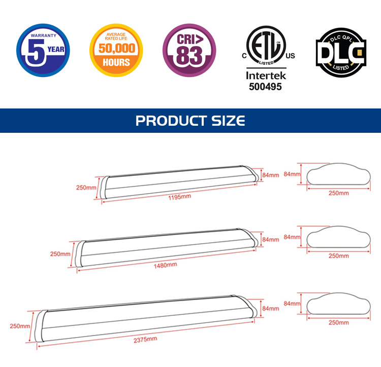 OGJG 1200mm commercial dali dimming wrap pendant lamp emergency battery office building led linear highbay light fixture