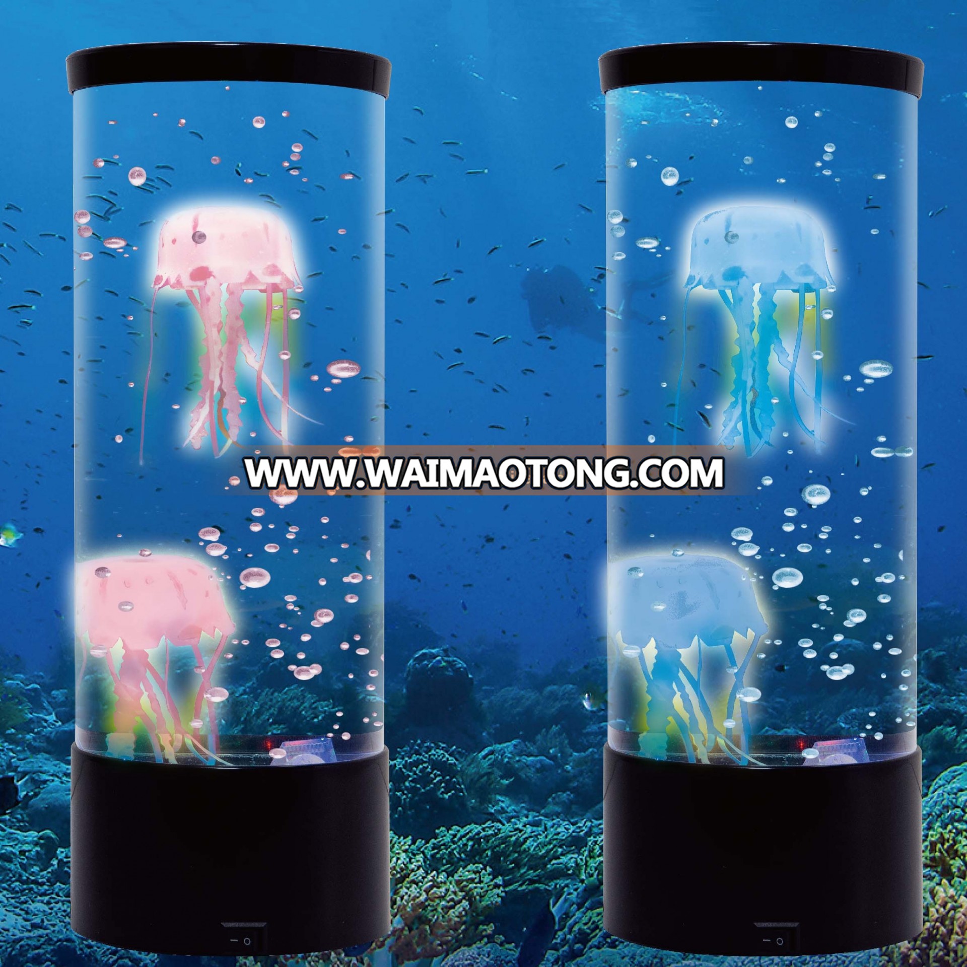 Novelty 11" LED color change Jelly fish lamp