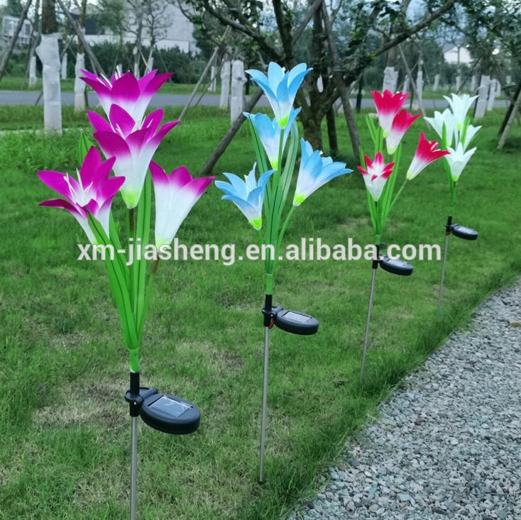 Hot sale new product lily flower 4led solar light for wedding Garden outdoor decoration,landscape,pathway,street,zone