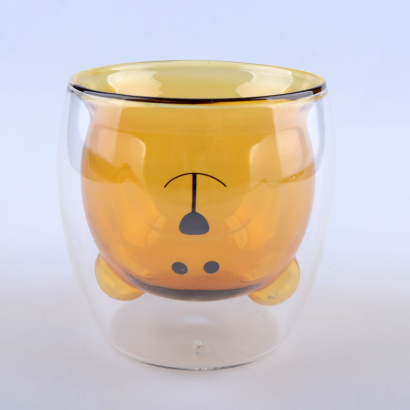 bear glass double wall cup