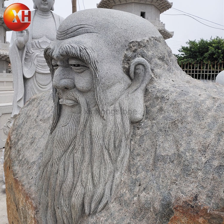 Hand Carved Natural Stone Lao Zi Sculpture For Sale