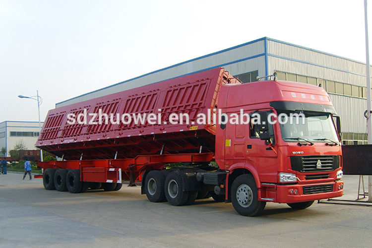 Heavy Capacity 60Ton 45 cubic meters Side End Dump Tipper dumper Semi Trailer For sale