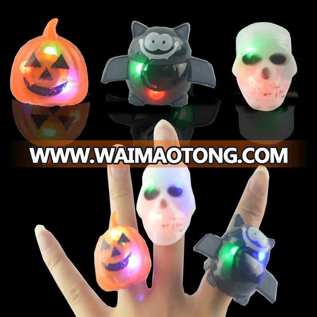 Halloween LED Ring Luminous Flash Finger Ring Toys for Children Party Favor Blinking  Rubber Rings Kids Adults Gifts Sets