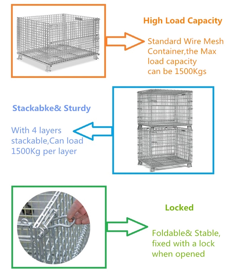 China Supplier Mesh Wire Pallet for Warehouse Storage Cage