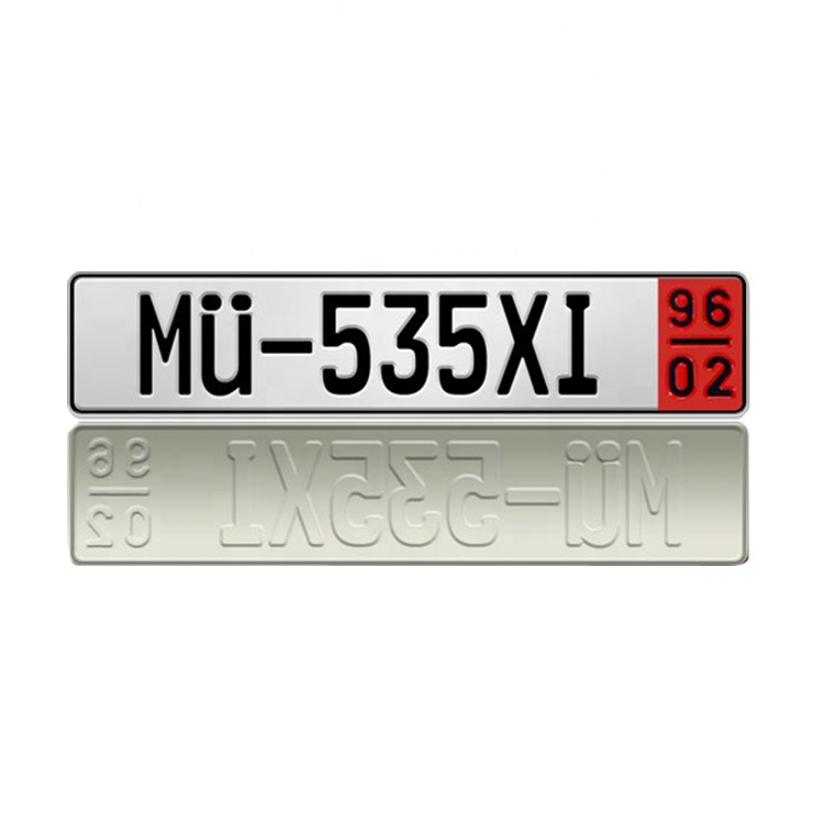 Custom 3M reflective aluminum European embossed car license plate