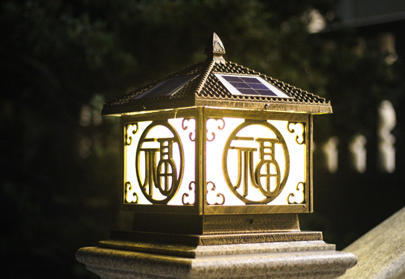 Outdoor Post Lights Bronze&Black color Aluminum Pillar Lamp Waterproof Solar LED Column Light