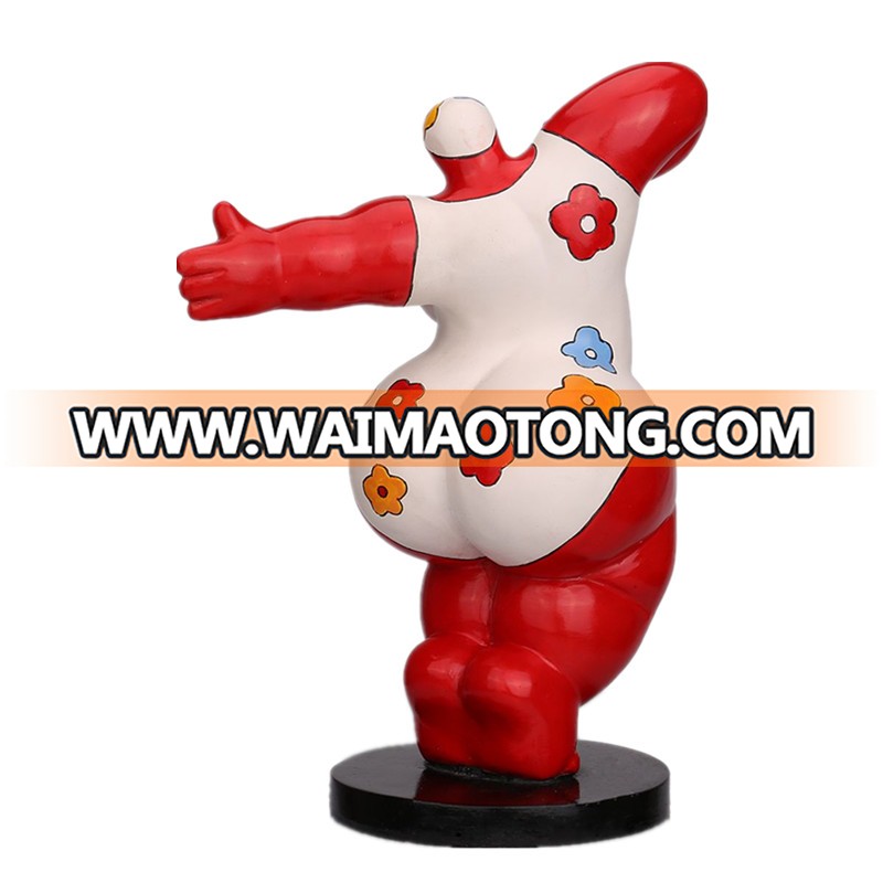 Resin Home Decor Red Dancing Fat Woman Sculpture Ornament