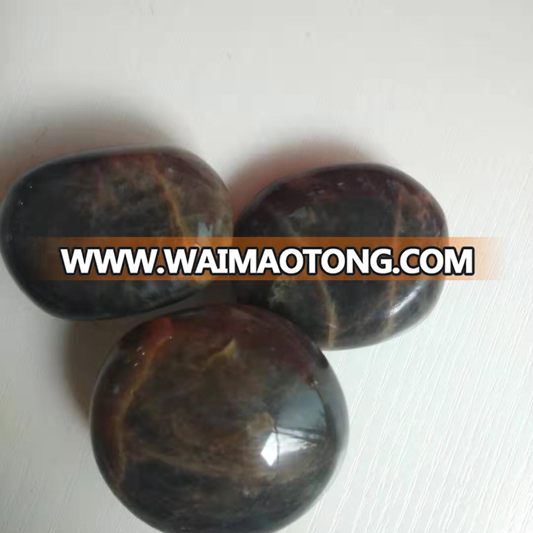 High Quality Natural Black Moonstone Palm Stone Crystal Palm Stone