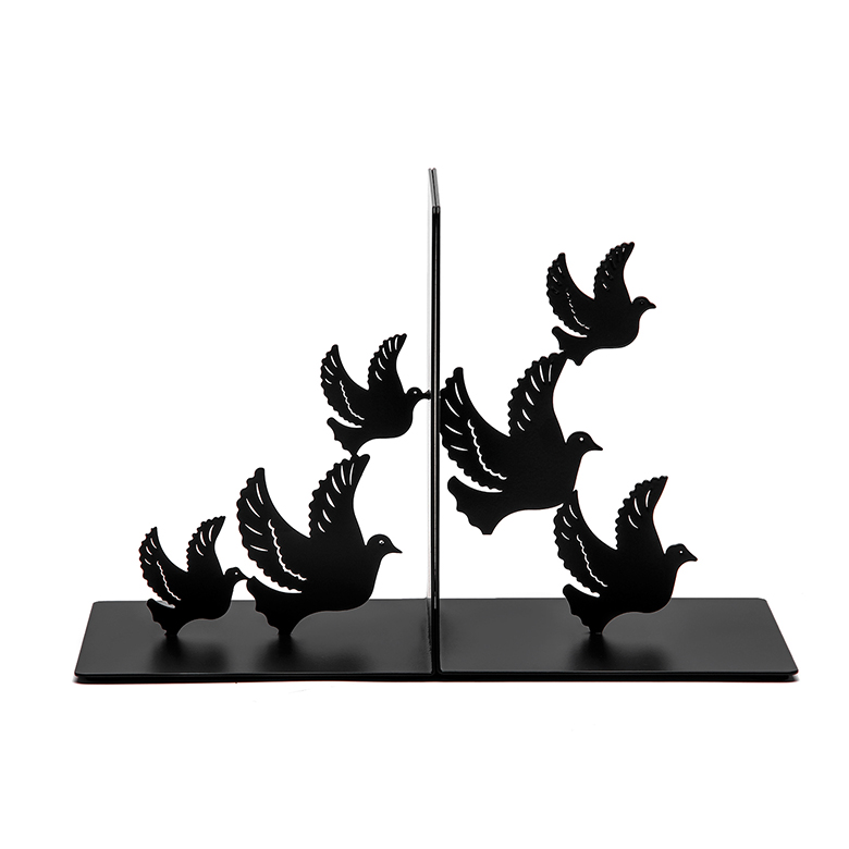 Custom logo cheap home decoration unique stand gifts office metal Iron black animal dove bookend