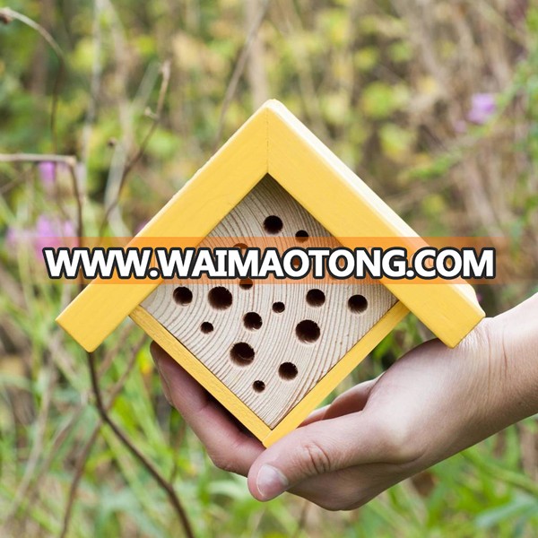 Garden Outdoor Houses Wood Diamond Mason Bee Nest Hotel