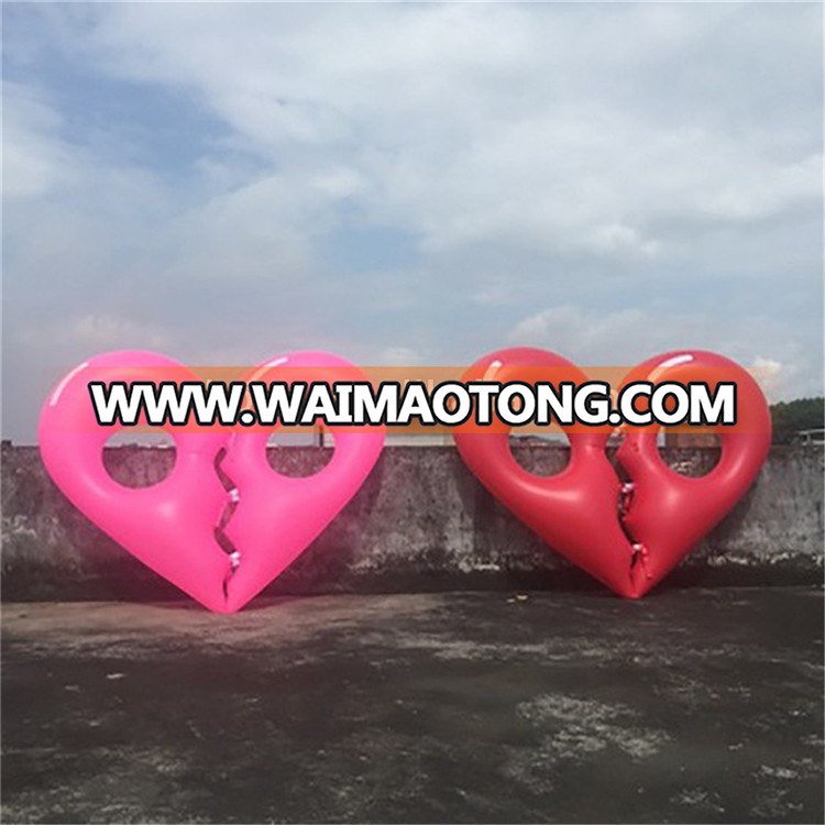 Broken heart shape custom red twin swimming ring for supply