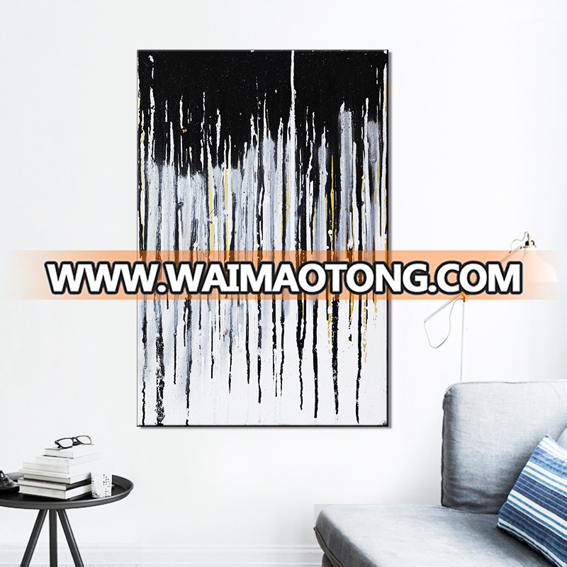 Abstract Lines Oil Painting Handmade Painting Black and White 3d line Modern poster Wall Art for living room Decoration