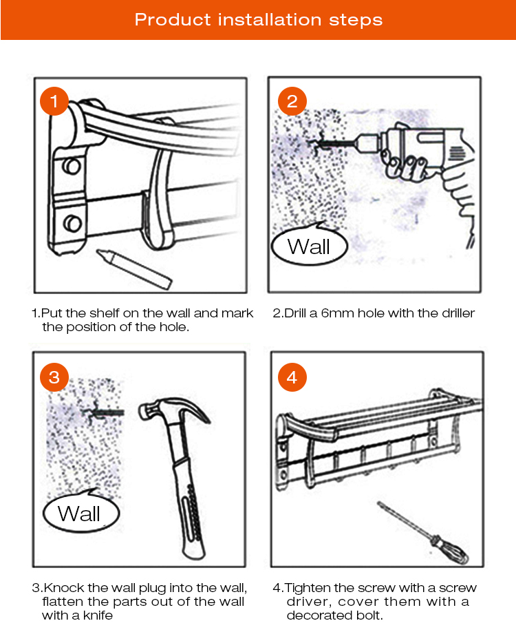 Stainless steel bathroom accessory set JG-SSG-KBN25A