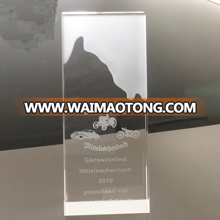 New Crystal Trophy with Sandblasting Crystal arwrds for clear color Customized Logo and Size Trophy Glass Trophy and Award