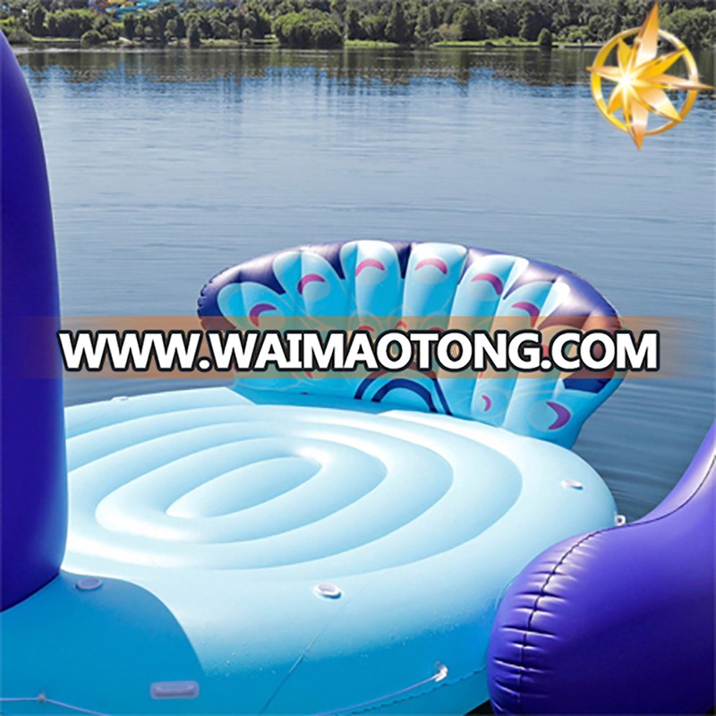 6 People's large inflatable peacock pool floating island water party floating hovercraft swimming ring toy