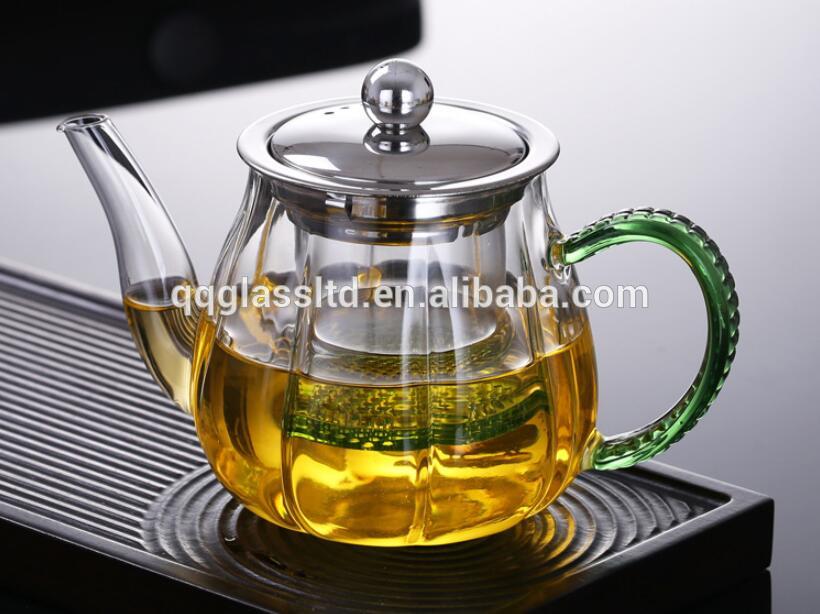 Hot selling Heat-resistant glass clear pumpkin shape tea maker with infuser