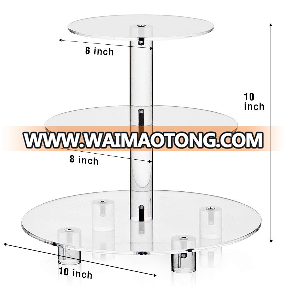 3 Tier Round Clear Acrylic Cupcake Cake Stand with Base Wedding Display