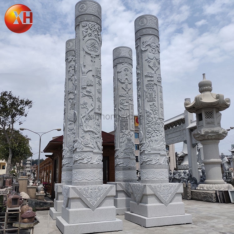 Hand Carved Four Season Culture Column For Outdoor Plaza Landscape Decoration