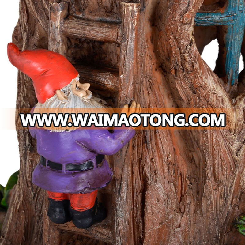 Resin Creative Tree Stump House with Gnome Garden Ornament