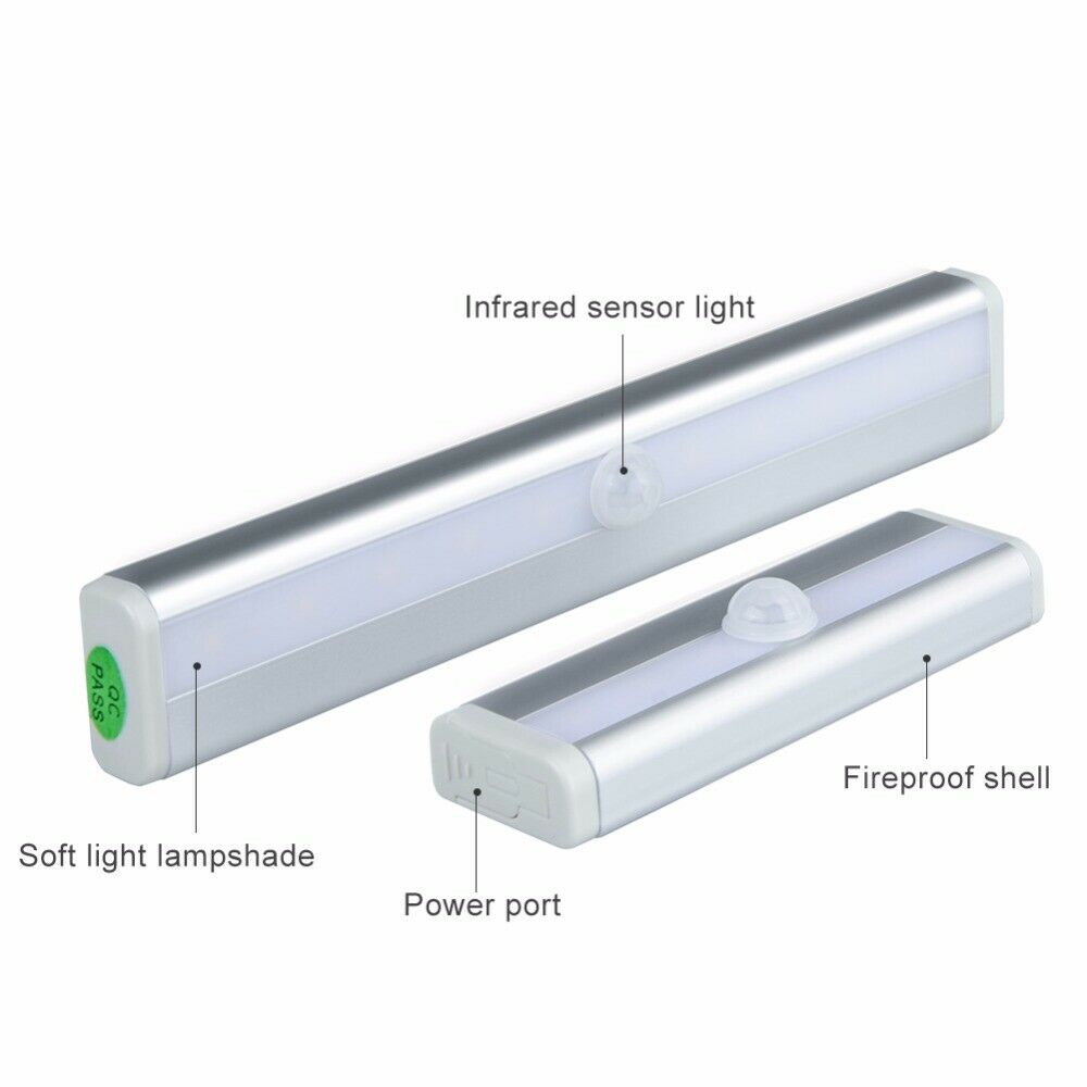 98mm 6LEDs LED Closet Light Motion Sensor Battery Powered Desk Drawer Lamp Under Cabinet Night Light