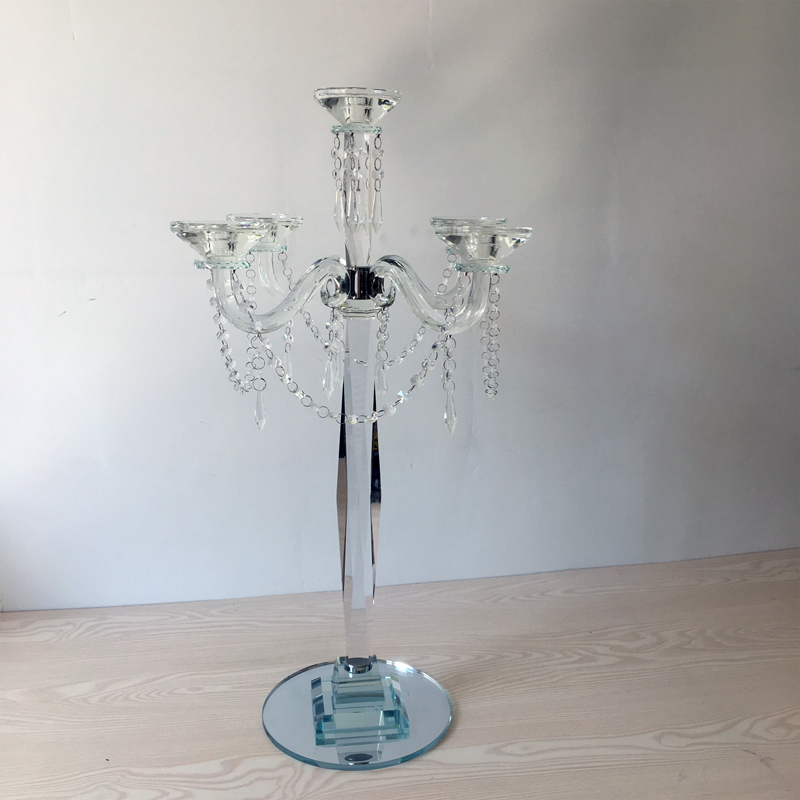 Wholesale  beautiful wedding centerpiece glass crystal candelabra on sale