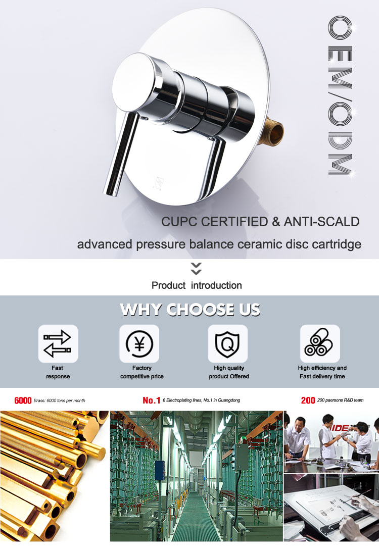 Pressure balance brass concealed rough shower valve with cUPC certification