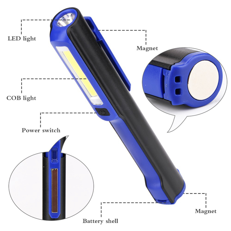 Mini LED Work Light Portable Spotlight with Magnetic Base Clip USB Charging Repair Torch Movable Work Light Flashlight