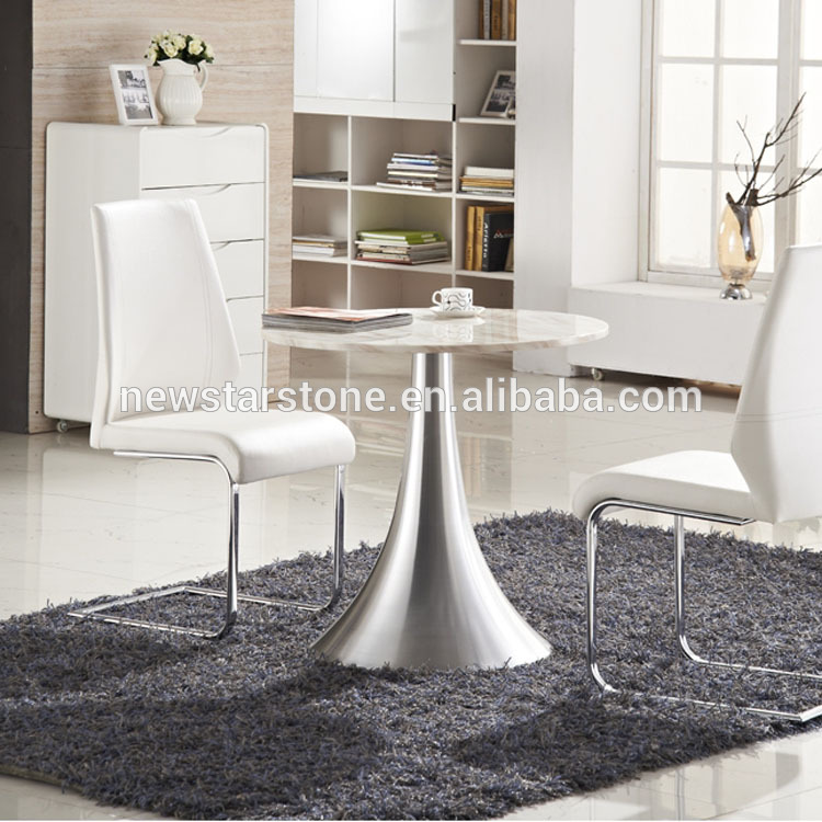 Modern small white marble coffee table top for living room with one leg solid surface table frame furniture