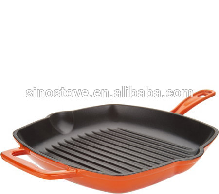 Non-stick Enamel/ Porcelain coating cast iron grill pan