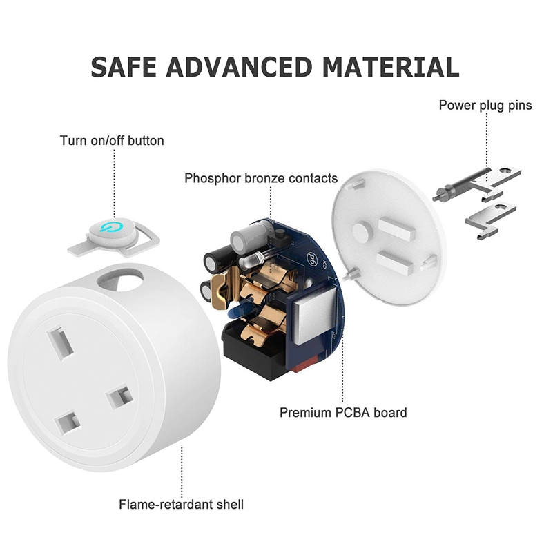 Tuya APP Timing Control Mini UK Socket Outlet Wifi Smart Plug Works with Amazon Alexa