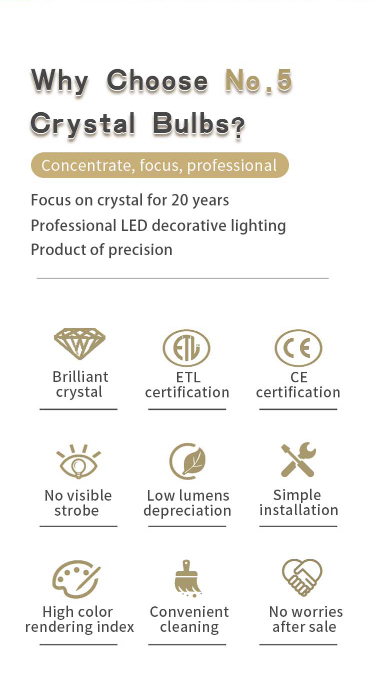 New Product 3000K E12 E14  E26 E27 B22 5W Crystal Decorative Led Bulb with Square inside picture