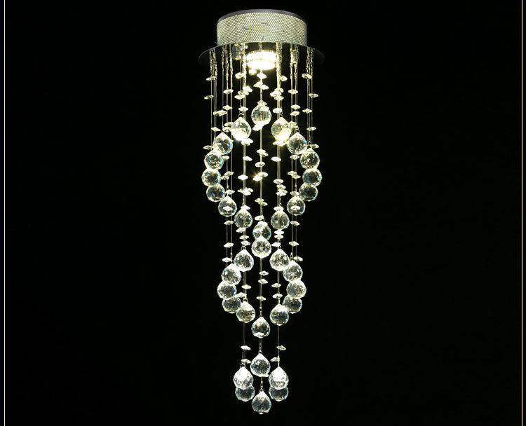 Modern style simple crystal chandelier villa living room chandelier LED revolving stair lamp hanging lamp