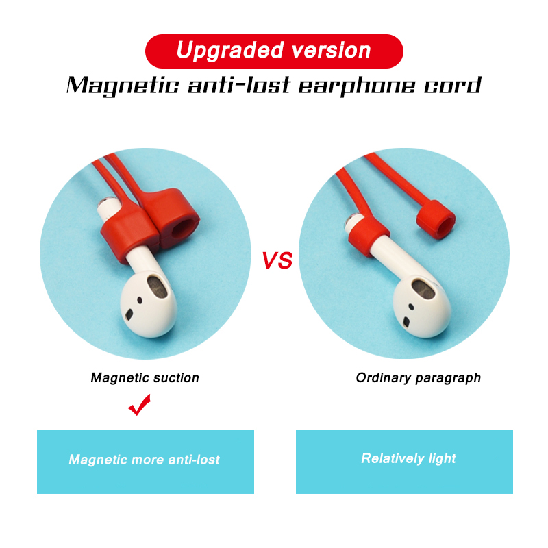 Magnetic Headphone Cord For Airpods 1 2 Anti lost Silicone Rope Strap For Apple Earphone Accessory Air Pod Wire Soft Cable