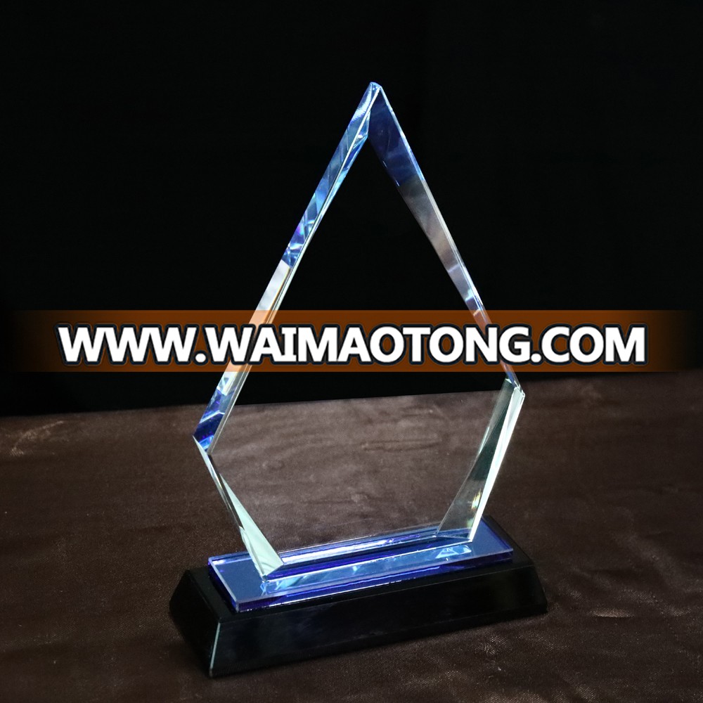 MH-LMY077   glazed  crystal trophy  with base