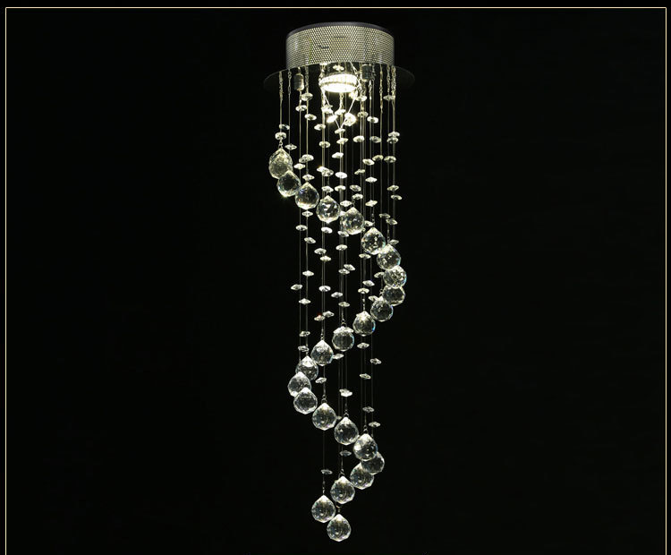 Modern style simple crystal chandelier villa living room chandelier LED revolving stair lamp hanging lamp