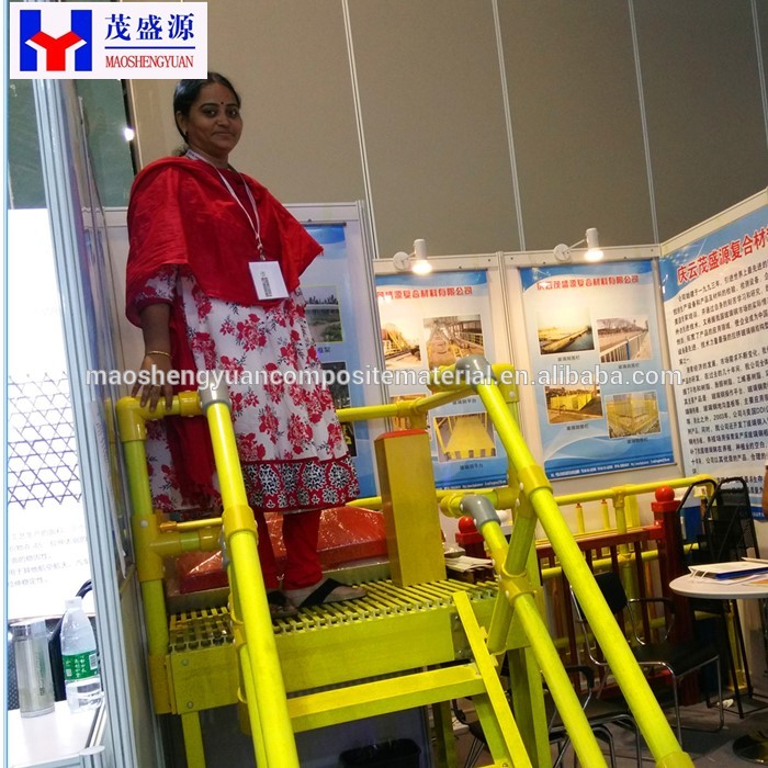 High strength anti Corrosion  frp fiberglass ladder with safety cage