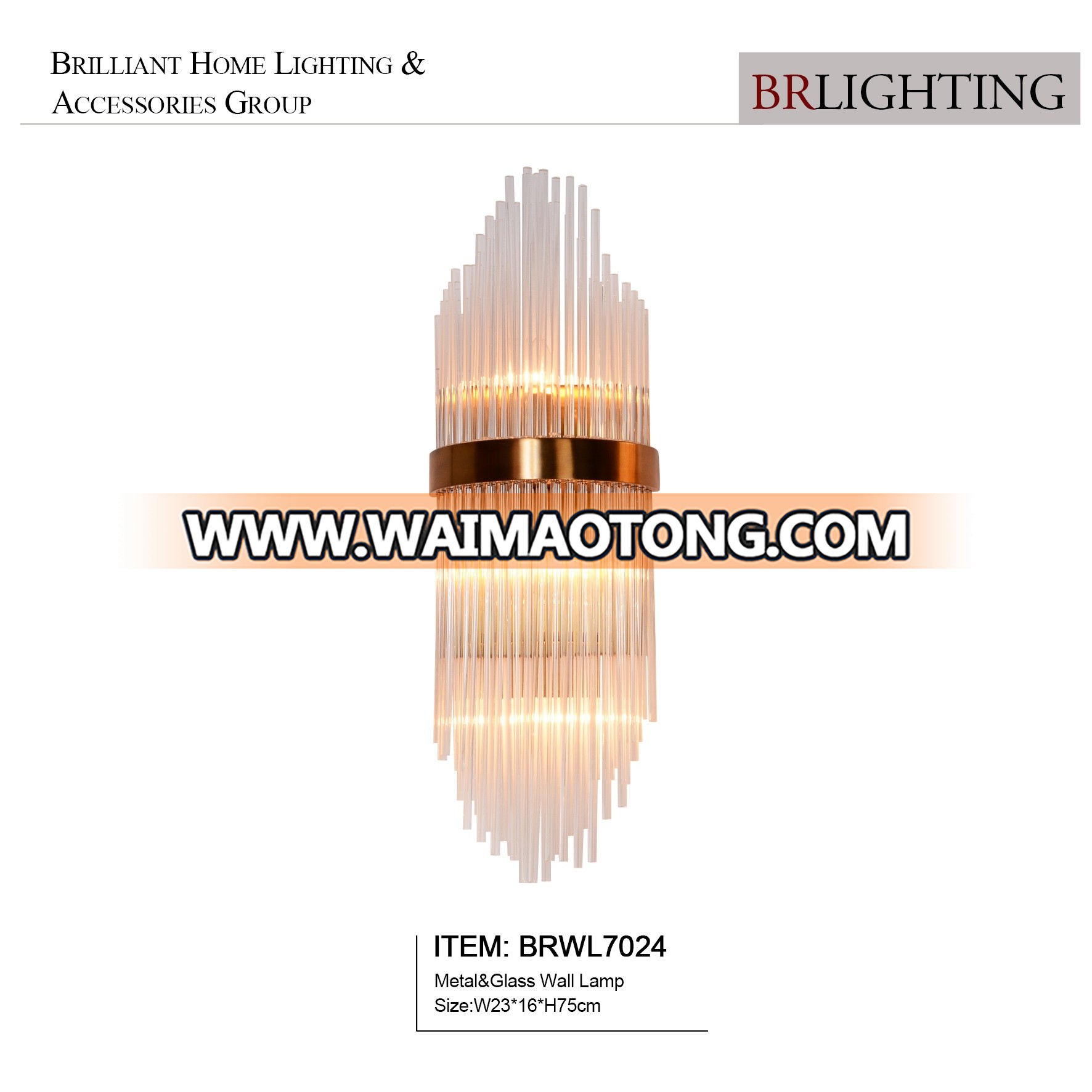 Decorative Style Glass Material Copper Wall Light for hotel home