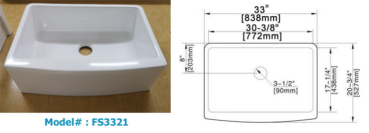 Fire clay / Ceramic farm sink, ceramic apron sink, farm kitchen sink 3018