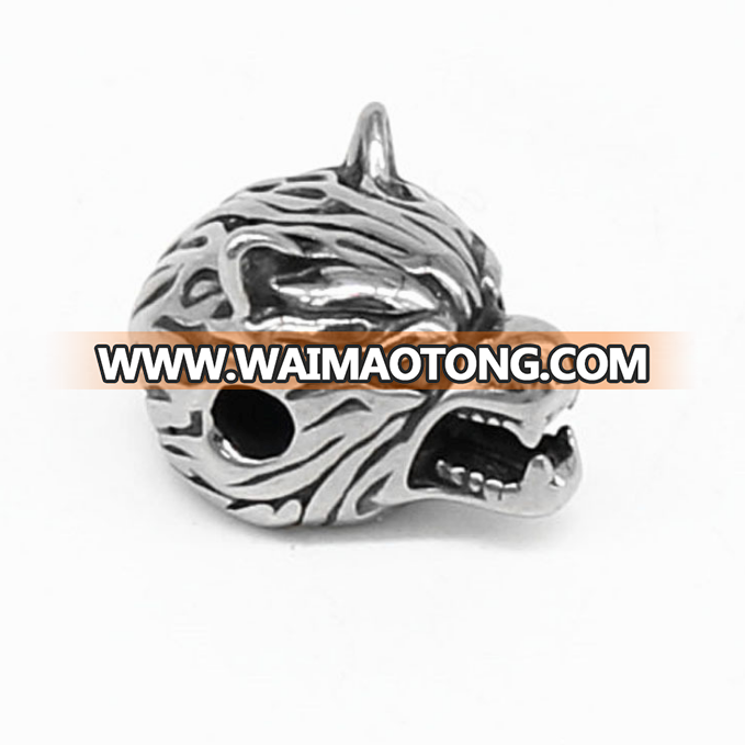 Best Selling New Design Zinc Alloy Antique Silver Wolf Bracelet Wolf Head Bead