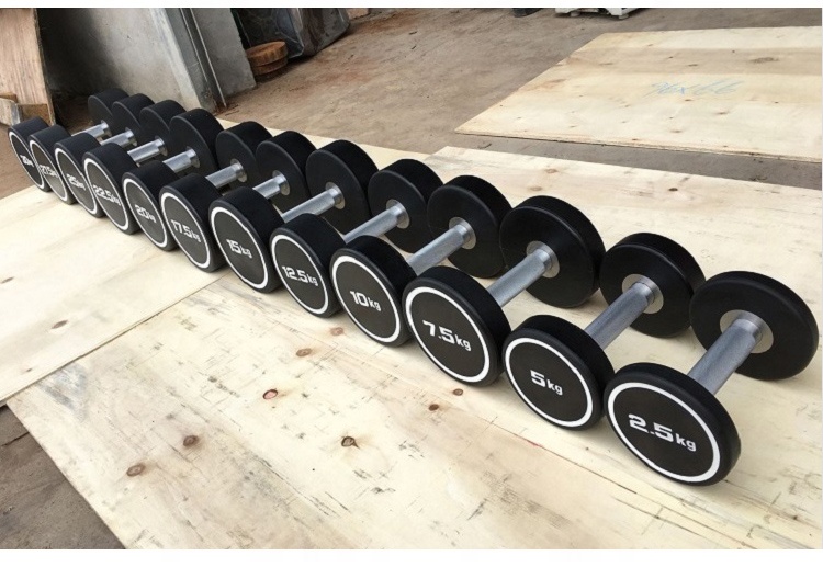 Custom Logo Weight Lifting Black PU Coated Dumbbell Set