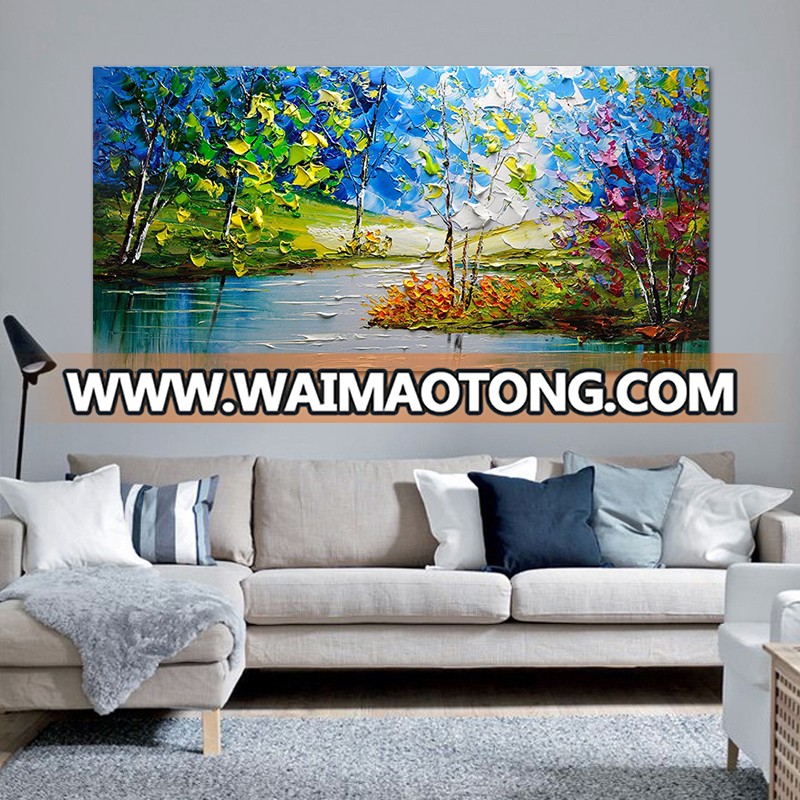 Wholesale High Quality Abstract Trees Oil Painting On Canvas Handmade Beautiful Colors Abstract Landscape Trees Oil Paintings