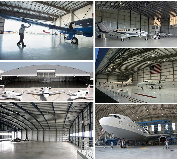 Low cost prefabricated light steel building structure aircraft hangar for sale